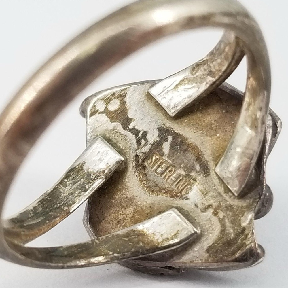 Vintage Navajo Sterling Silver Pink Mother of Pearl Shell Leaf Ring 5 / 2.7g - Picture 5 of 8